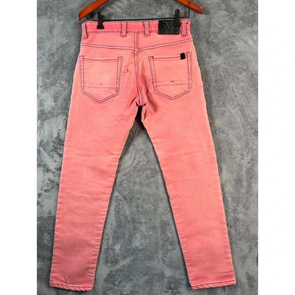 Versace V19-69 Biker Jeans Mens 30x27 Pink Stretch Faded Distressed - Picture 2 of 14